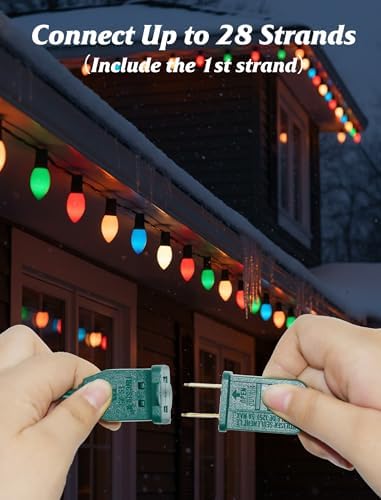 SUNSGNE Vintage C9 LED Christmas Lights Outdoor, 25FT C9 Retro Christmas Lights with 25 LED Shatterproof Bulbs for Roofline Holiday Party Indoor Outdoor Garden Patio Backyard Xmas Decoration