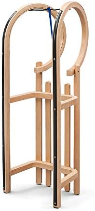 Vispronet Decorative Wood Sled with Horns – 39in Snow Sled – Outdoor Decorative Sled with Solid Wood Seat and Pulley Rope – Laminated Beach Wooden Frame – Holds Up to 200lbs