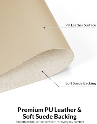 Leather Desk Mat 48" x 17", Eggshell PU Large Desk Pad Protector
