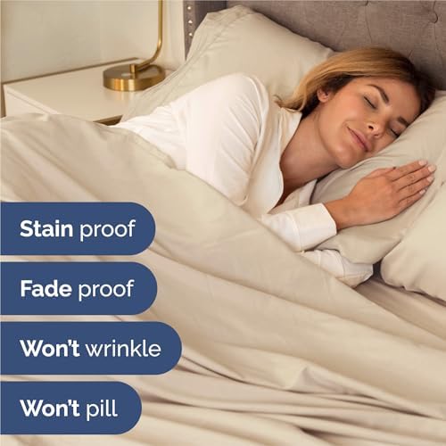 Split King Size 5 Piece Sheet Set - Breathable & Cooling Sheets - Wheat