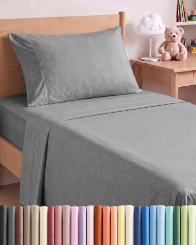 Twin XL Size 3 Piece Sheet Set - Breathable & Cooling - Heathered Grey