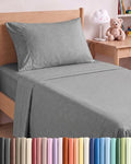 Twin Size 3 Piece Sheet Set - Breathable & Cooling Sheets - Heathered Grey