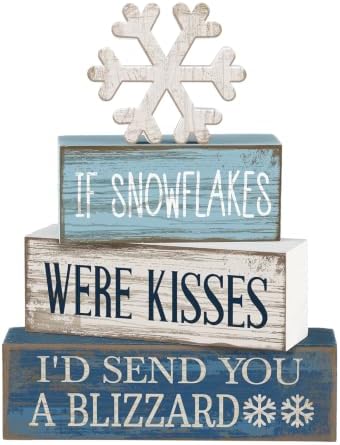 Moucuny 4 Pcs Christmas Table Decorations Wooden Snowflake Decor Winter