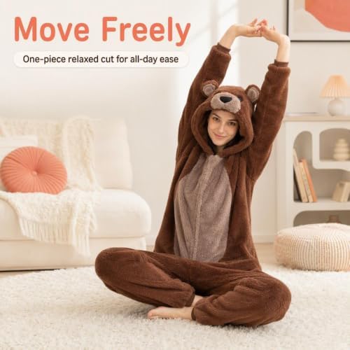 Snug Fit Unisex Adult Onesie Pajamas, Flannel Cosplay Animal One Piece Halloween Costume Sleepwear Homewear
