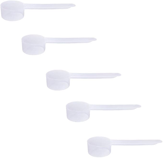 13cc Long Handle Measuring Scoop (1 Tablespoon / 1/2 oz / 13mL) - Heavy-Duty Plastic Spoon for Powders, Protein, Coffee, and Baking, 5-Pack