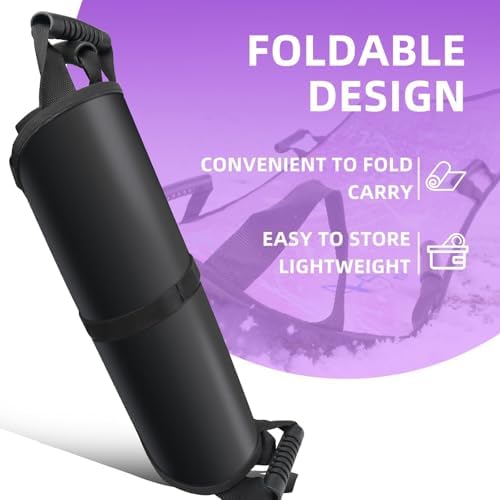 45" x 18" Foldable Snow Sled for Adults & Kids,Winter Snow Sleds with Handles for Steering, Portable Winter Sled for Snow Riding & Tobogganing