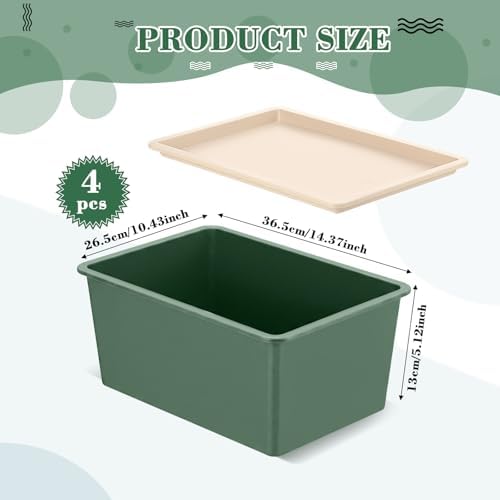 Menkxi 4 Pcs Storage Bins with Lids, Green, Large