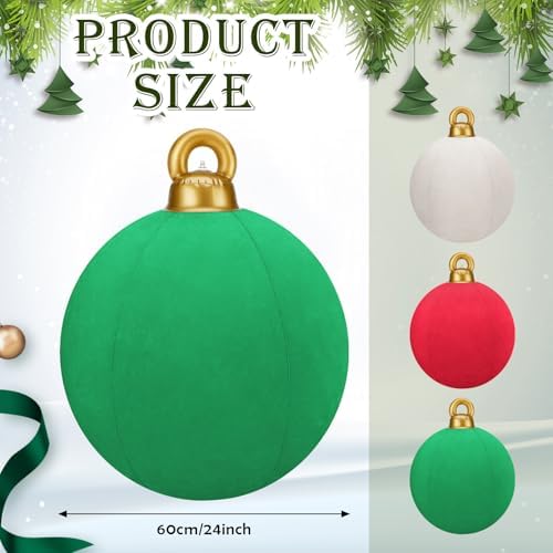 3 Pcs 32 Inch Giant Velvet Christmas Inflatable Balls, Red, Green, White