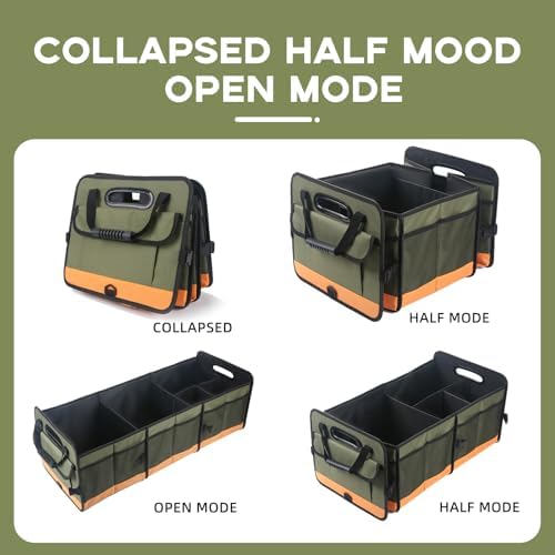 Trunk Organizer for Suv, Sturdy Storage Organization with Non-Slip Bottom Strips, 95L Large Capacity Cargo Organizer for Car, Truck, Sedan, Waterproof Portable Car Organizers for Women Men(Green)