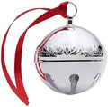 Wallace 2024 Annual Silver-Plated Sleigh Bell Ornament 54th Edition - Snowmen and Log Cabins Design - Handcrafted Collectible with Gift Box, Ribbon, and Velvet Pouch