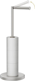 Toilet Paper Holder Stand 22.2" H Brushed Nickel Bathroom Free Standing Toilet Paper Roll Holder Storage Shelf for 4 Rolls, Stainless Steel Toilet Paper Holders with Non-Slip Stable Base