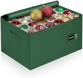 Christmas Ornament Storage Container with Dividers - Box Stores Up to 96 Ornaments, Zippered, Convenient, Adjustable, Large Organizer Bin to Protect Holiday Décor, Fits Most Standard Size, Green