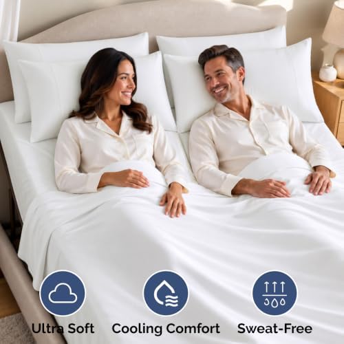 Flex Top Split Head King 4 Piece Sheet Set - Ultra-Soft, Breathable - White