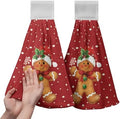 Gingerbread Candy Christmas Red Hanging Kitchen Towels Cute Polka Dots Xmas Hand Towels with Hanging Loop Winter Holiday Dish Towel Soft Absorbent Fingertip Bath Tie Towel Set of 2