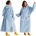 Bedsure Wearable Blanket Hoodie, Long Hooded Blanket Sweatshirt as Birthday Gifts for Women, Cozy Sherpa Hoodie for Adult, Standard, Sky Blue