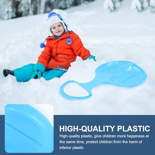 2Pcs Portable Plastic Snow Sleds for Boy Girl and Adults, Sand, Blue