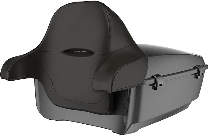 Advanblack Road Glide Tour Trunk Pack Black Quartz King Tour Trunk Pack Luggage +Wrap-Around Backrest Pad for '97-'25 Harley Touring Road King Street Glide Electra Glide CVO models