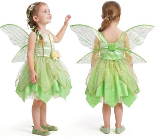Latocos Fairy Dress Costume for Girls, Toddler Fairy Dress Butterfly Wings