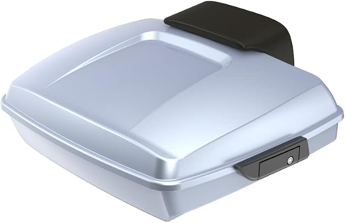 Advanblack 2024 Road Glide Razor Tour Trunk Pack Compatible with Road King FLHR Street Glide FLHX Road Electra Glide 2014-2025 Mounting Rack, Backrest & Stitching Liners (Atlas Silver Metallic)