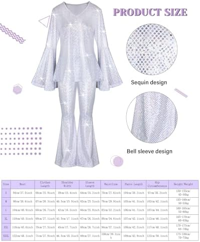 Jexine 70s Disco Outfit Women Sequin Sparkly Costume