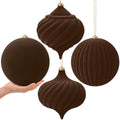 Civaner 4 Pcs Large Velvet Christmas Ball,8 Inch,Dark Brown