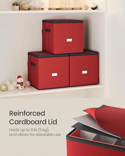SONGMICS Christmas Ornament Storage Box, 4 Trays for 3-Inch 64 Slots