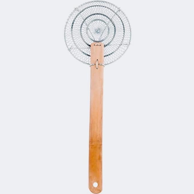 6-Inch Galvanized Steel Spider Strainer – Fine Mesh Skimmer with Natural Bamboo Handle for Cooking & Frying, Ideal for Home & Professional Kitchens