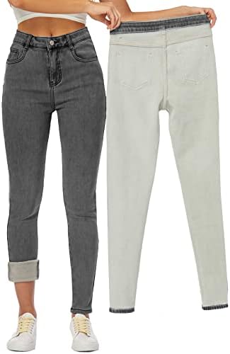 Yehopere Women's Winter Fleece Lined Jeans Slim Fit Warm Skinny High Waist Denim Jean