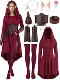 10 Pcs Women Renaissance Halloween Fairy Costumes Medieval Elf Dress S-XXL