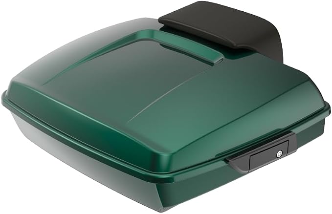 Advanblack 2024 Road Glide Razor Tour Trunk Pack Compatible with Road King FLHR Street Glide FLHX Road Electra Glide 2014-2025 Mounting Rack, Backrest & Stitching Liners (Alpine Green)