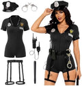 Spooktacular Creations 6 Pcs Women Police Costume, Halloween Cop Costume Women for Adult Halloween Cosplay Party Events