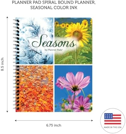 Planner Pad Spiral Bound January-December 2026/ Calendar Year 6 3/4" x 8 1/2" Medium 3-Tier Funnel Down 12 Month Organizer, Seasonal Color Ink