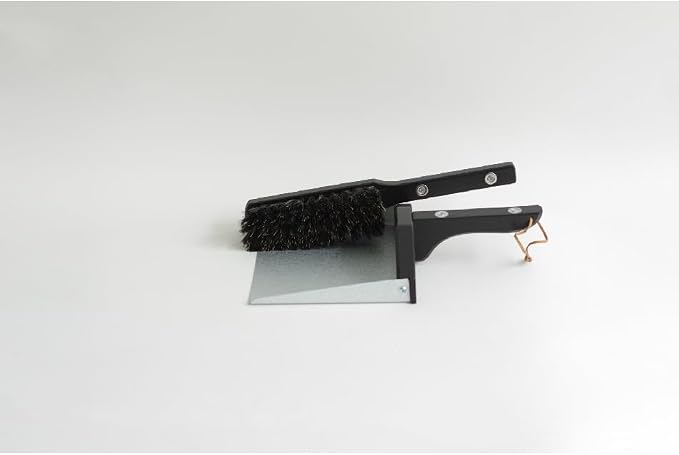 Idea Port RE-602GY Magnetic Brush Set, Gray, Broom, Dustpan, Scandinavian Handbrush, Natural Wood