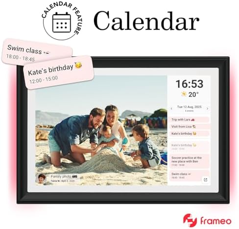 32GB FRAMEO 10.1 Inch WiFi Digital Photo Frame, 1280x800 HD IPS LCD Touch Screen, Auto-Rotate Portrait and Landscape, 32GB Storage, Share Moments Instantly via Frameo App from Anywhere