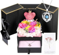 ADDWel Preserved Rainbow Rose Gift Box with 925 Sterling Silver Necklace