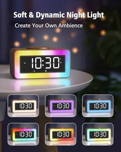 Alarm Clock for Bedroom, Wireless Charging, Bluetooth Speaker Sound Machine