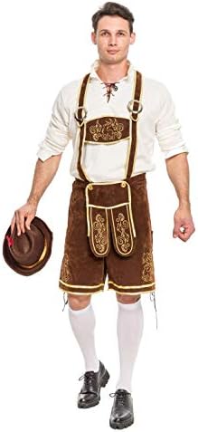 Spooktacular Creations Lederhosen Men Oktoberfest Outfit Costume, Halloween German Bavarian Costume for Adults Beer Festival