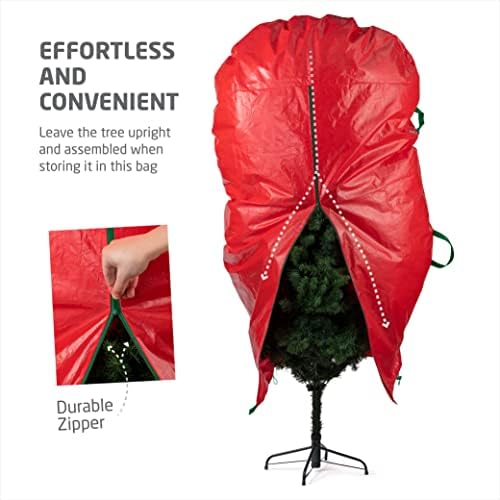 ZOBER Upright Christmas Tree Storage Bag - Fits 9 Ft, Waterproof, Red