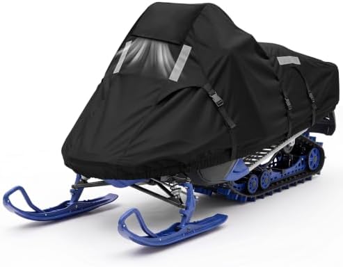 Snowmobile Cover, Sled Cover with Windproof Buckles 130" L x 51" W x 48" H
