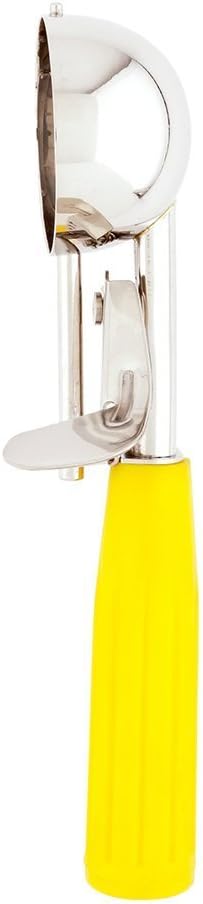 Restaurantware Met Lux 2 Ounce Portion Scoop 1 Trigger Release Cookie Scoop - With Yellow Handle Stainless Steel Disher For Portion Control Scoop Cookie Dough Cupcake Batter Or Ice Cream