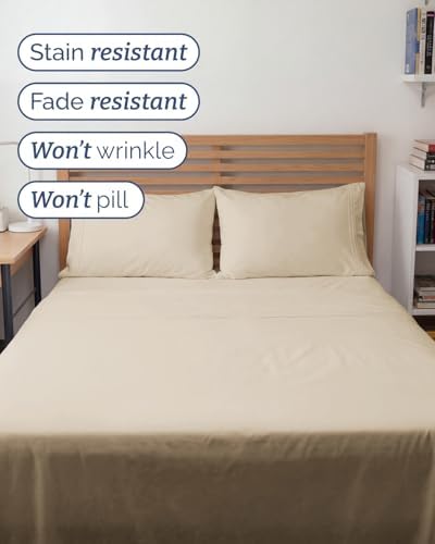 Full XL Sheets - 4 Piece Full XL Sheet Set - Breathable & Cooling - Wheat