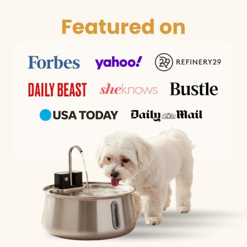 Wireless Dog Water Fountain, Large 7L (236oz) Stainless Steel Pet Water Fountain for Large Dogs and Multi-Pet Homes, Ultra Quiet Automatic Fountain with 3-Layer Filtration