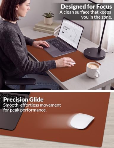 Leather Desk Pad Protector, 31.5" x 15.7", Brown Desk Mat