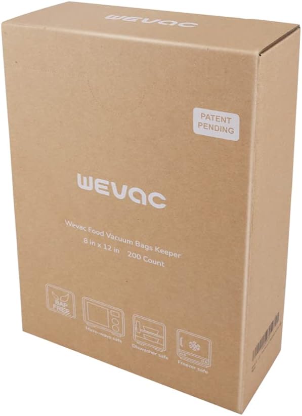 Wevac 8” x 12” 200 Count Food Vacuum Sealer Bags Keeper, PreCut Quart, Ideal for Food Saver, BPA Free, Commercial Grade, Great for storage, meal prep and Sous Vide (Pack of 2)