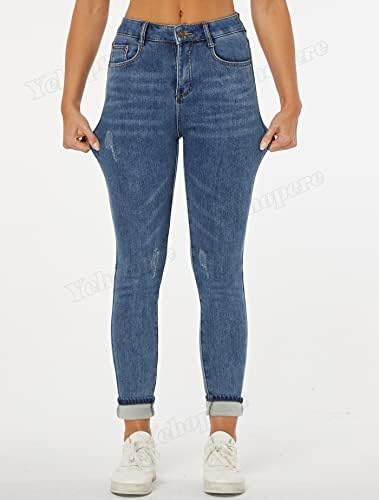 Yehopere Women's Winter Fleece Lined Jeans Slim Fit Warm Skinny High Waist Denim Jean