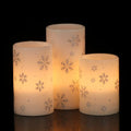 Silver Snowflake Flameless Candles Battery Operated with 6H Timer