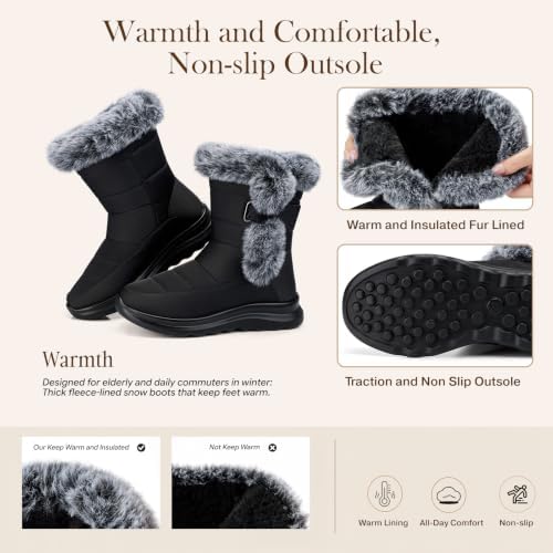 SHIBEVER Warm Winter Boots for Women: Snow Comfortable Casual Walking Boot