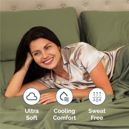 King Size 4 Piece Sheet Set - Breathable & Cooling Sheets - Sage Green