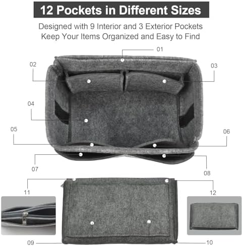 OMYSTYLE Purse Organizer Insert, Felt Tote Bag Organizer Insert with 5 Sizes, Handbag Dividers for Inside Purse, Compatible with Longchamp, Neverful, Speedy and More