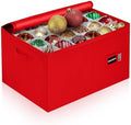 Christmas Ornament Storage Container with Dividers - Box Stores Up to 96 Ornaments, Zippered, Convenient, Adjustable, Large Organizer Bin to Protect Holiday Décor, Fits Most Standard Size, Red